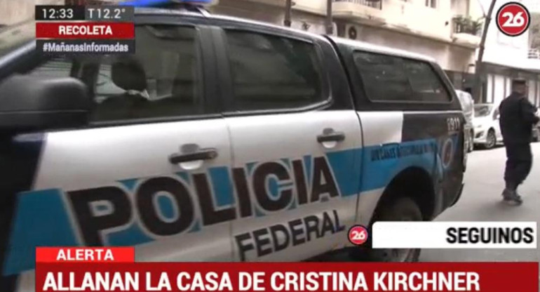 Allanamiento a Cristina Kirchner en Recoleta