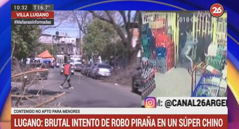 Brutal intento de robo piraña en Villa Lugano (Canal 26)