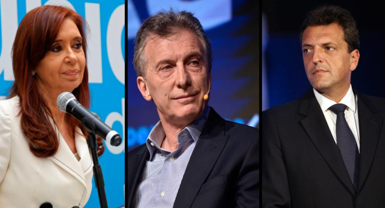 Cristina Kirchner, Mauricio Macri y Sergio Massa