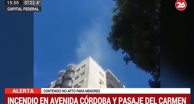 Incendio en Avenida Córdoba y Pasaje del Carmen