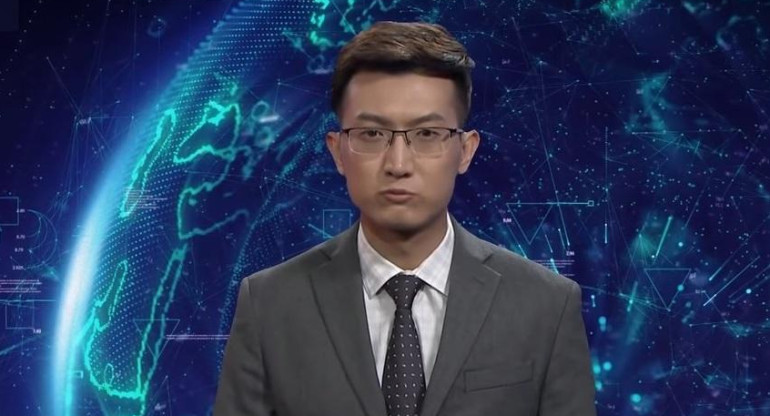 Periodista virtual en China que presenta noticias