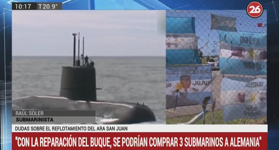 Submarino ARA San Juan, Raúl Soler, submarinista, Canal 26