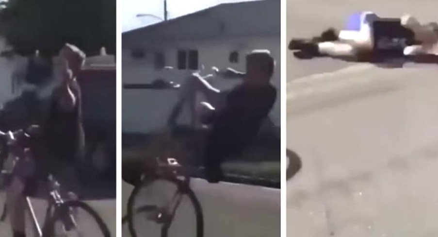 Karma de ciclista tras hacer gesto obsceno a un conductor