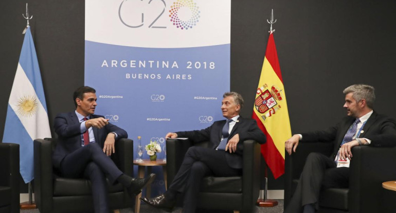 Cumbre G20 Encuentro Macri y Pedro Sánchez - Agencia NA