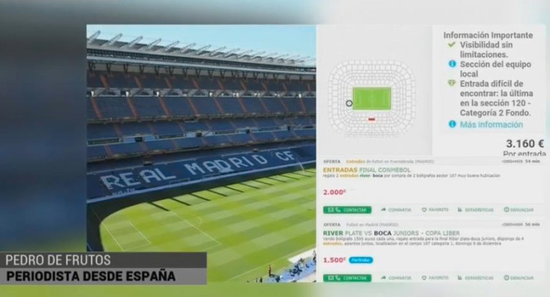 Superfinal de Libertadores: hinchas del Real Madrid revenden entradas a 3.000 Euros	