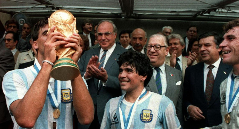 Tata Brown y Diego Maradona en el Mundial 1986