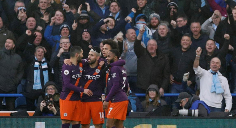Festejo del Manchester City contra el Huddersfield (Reuters)