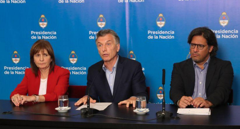 Patricia Bullrich, Mauricio Macri y Germán Garavano