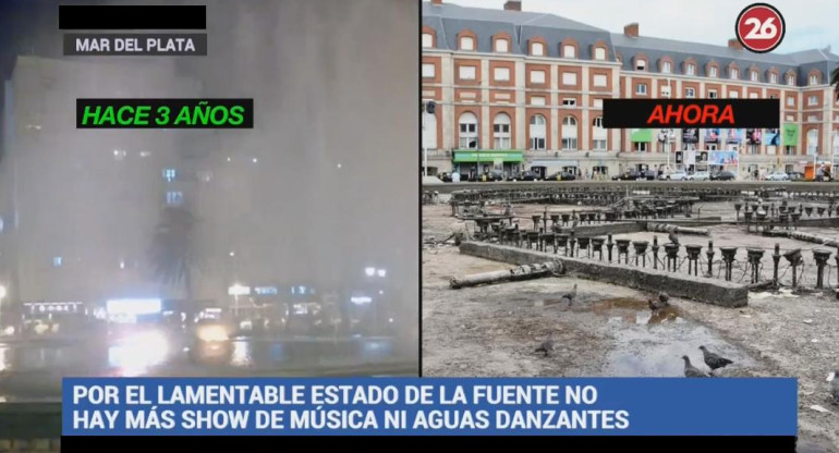 Mar del Plata - funcionamiento de fuentes Canal 26
