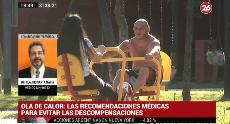 Doctor Claudio Santa María por ola de calor, alerta naranja, Canal 26