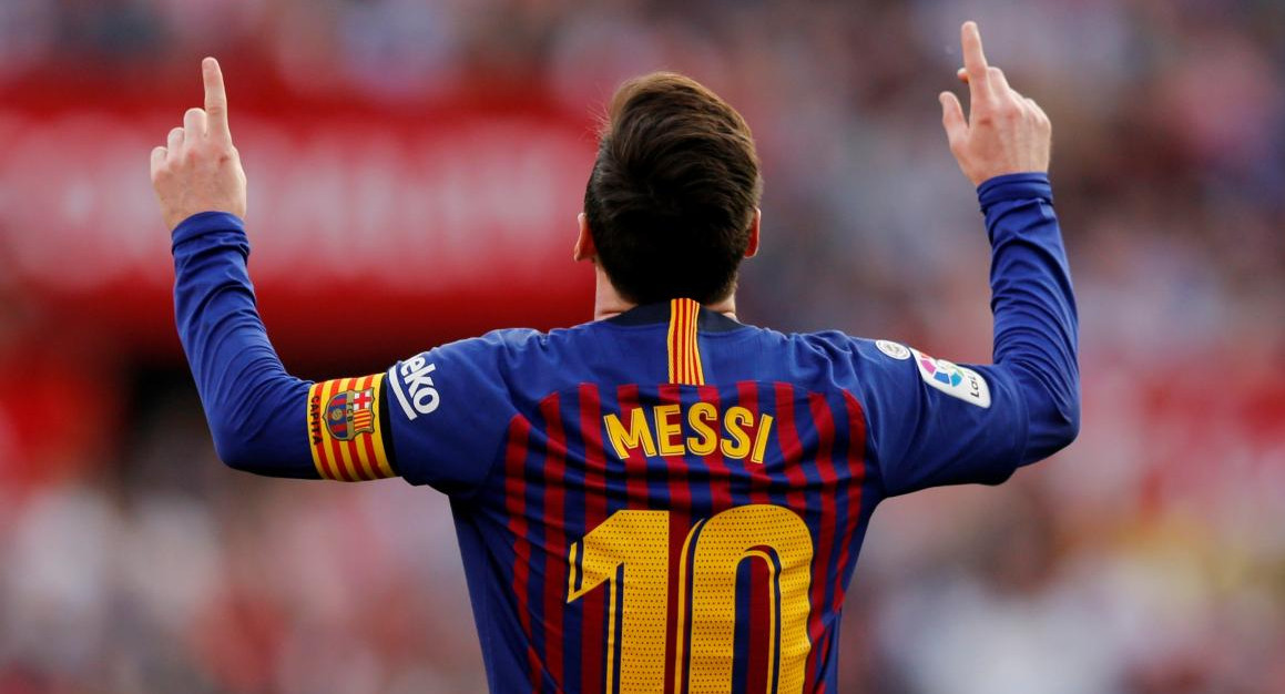 Festejo de Messi en Barcelona ante Sevilla (Reuters)