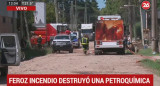 Feroz incendio destruyó un petroquímica, Florencio varela, Canal 26