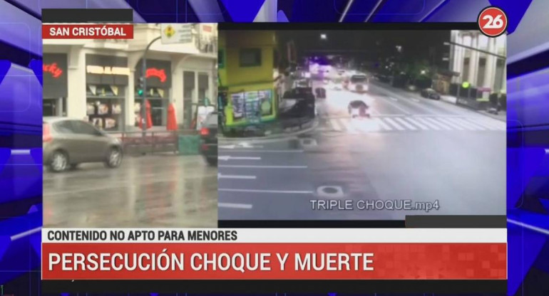 Choque y persecución fatal en San Cristóbal (Canal 26)
