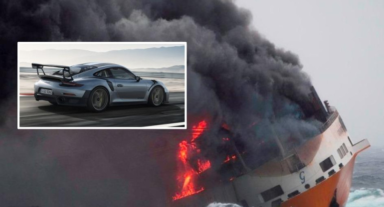 El 911 GT2 RS, incendio de buque