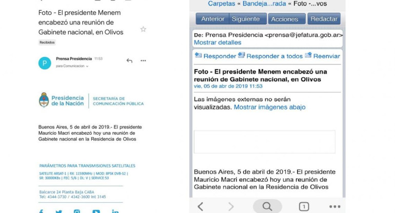 El mensaje de Presidencia que confundió a Macri con Menem	