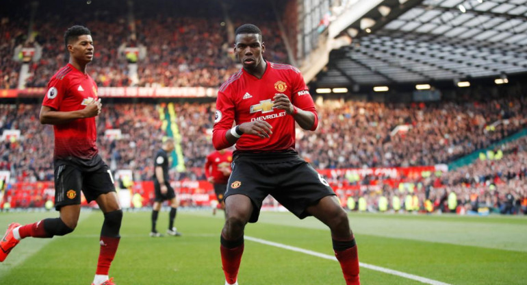 Festejo de Paul Pogba para el Manchester United por Premier League (Reuters)