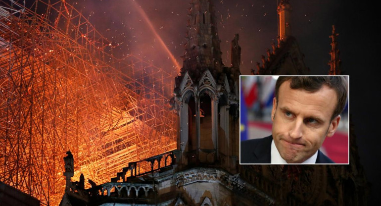 Presidente de Francia, Emmanuel Macron, incendio Catedral de Notre Dame