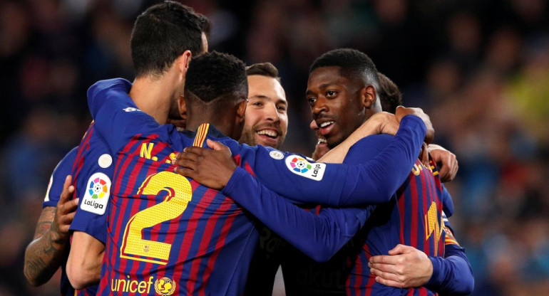 La Liga: Festejo de Barcelona ante Real Sociedad (Reuters)