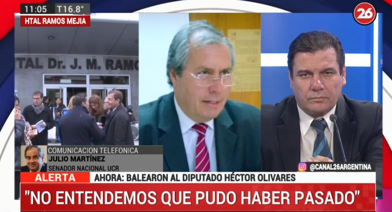 Ataque a diputado Héctor Olivares, Senador Julio Martínez, Canal 26