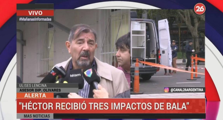 Ulises Lencina, asesor de Héctor Olivares tras su atentado (Canal 26)