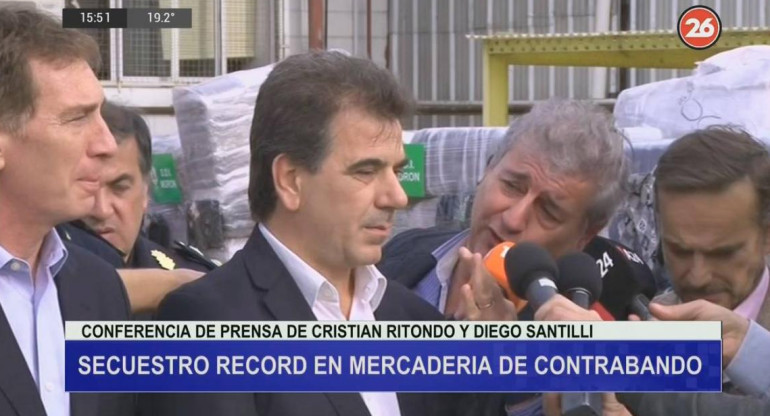 Cristian Ritondo, Diego Santilli, operativo por contrabando, Canal 26