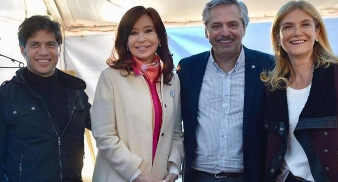 Axel Kicillof. Cristina Kirchner, Alberto Fernández y Verónica Magario 