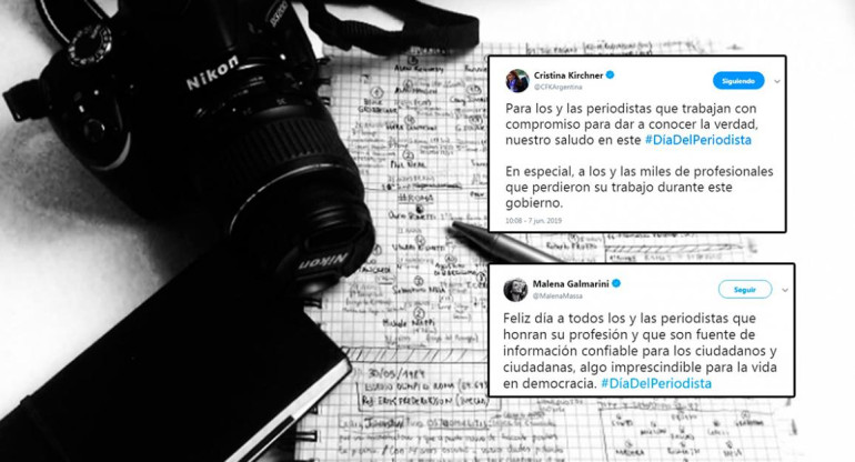 Mensaje de políticos por el Día del Periodista - Cristina Kirchner y Malena Galmarini