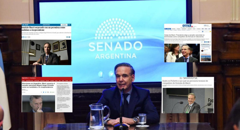 Anuncio de Pichetto como candidato a vice de Macri - Prensa internacional