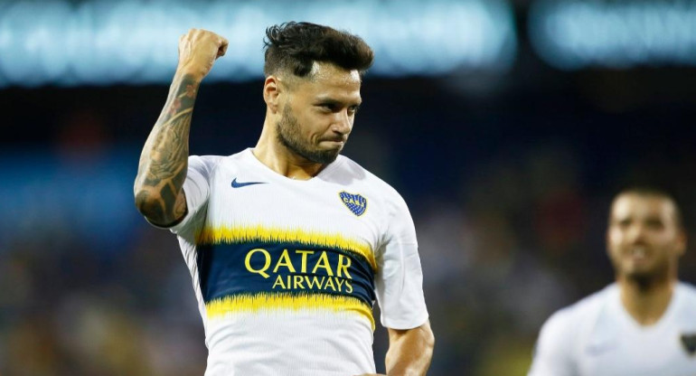 Festejo de Mauro Zárate en victoria de Boca ante América en la pretemporada