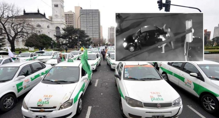 Marcha de taxistas en La Plata por asesinato de taxista