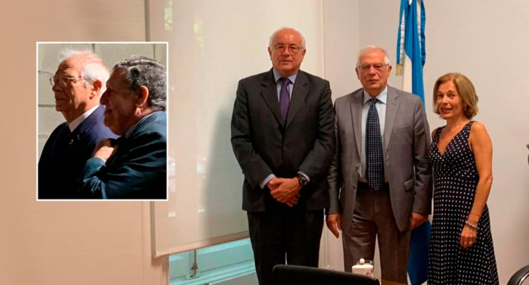 Ramón Puerta junto a Josep Borrell, quien adoptó la nacionalidad argentina	