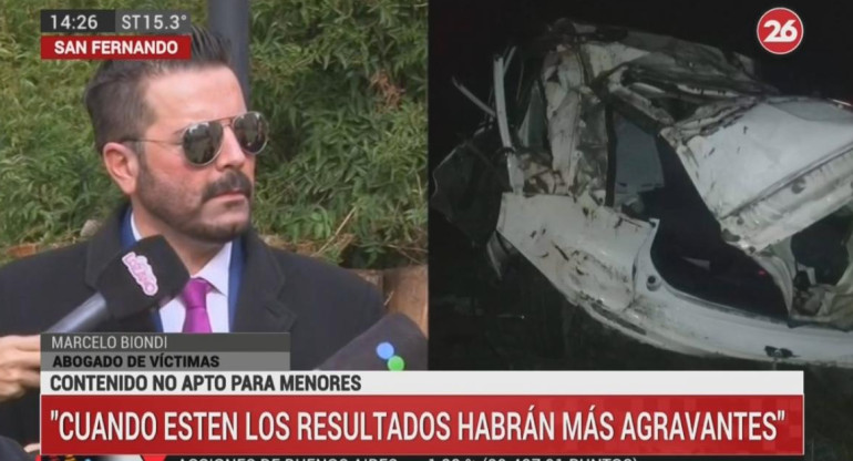 Accidente de "El Pepo", Marcelo Biondi, abogado de las víctimas, Canal 26	