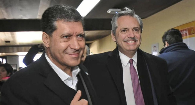 Sergio Casas, gobernador de La Rioja, y Alberto Fernández, pre candidato a presidente por Frente de Todos, Elecciones 2019, NA