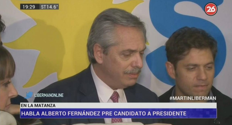 Alberto Fernández, Axel Kicillof, Verónica Magario, Elecciones 2019, Canal 26	