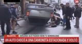 Choque y vuelco en Recoleta, Canal 26