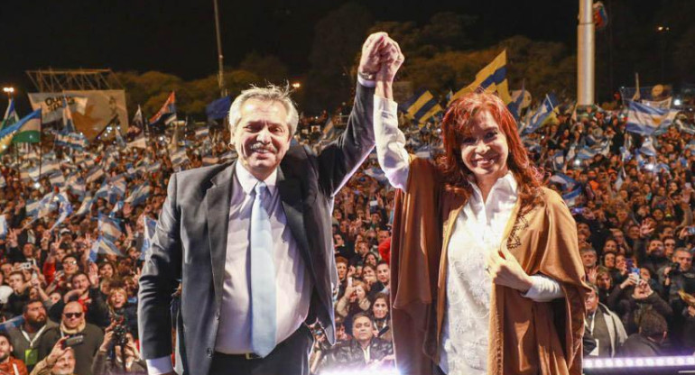 Alberto Fernández y Cristina Fernández de Kirchner en Rosario, Frente de Todos, NA