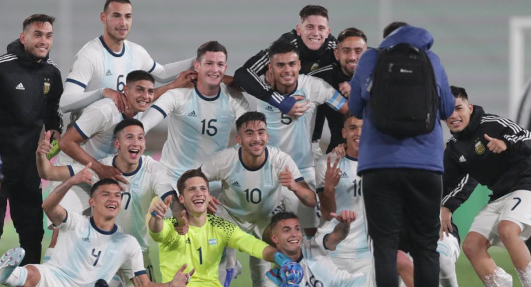 Festejo de la Selección Argentina de fútbol masculino en los Juegos Panamericanos, REUTERS