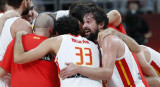 Mundial de Básquet: Festejo de España tras vencer a Australia en semifinales, REUTERS