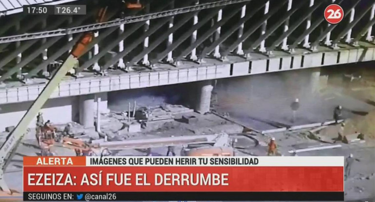 Derrumbe y tragedia en obra en construcción en aeropuerto de Ezeiza, Canal 26