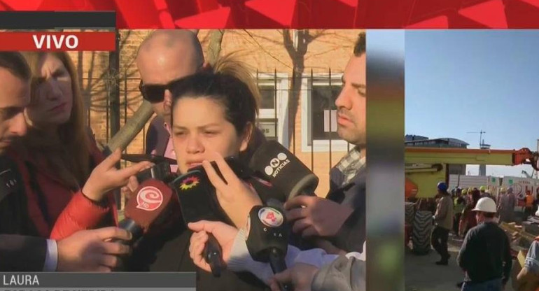 Esposa de operario herido tras derrumbe en Aeropuerto de Ezeiza, Canal 26