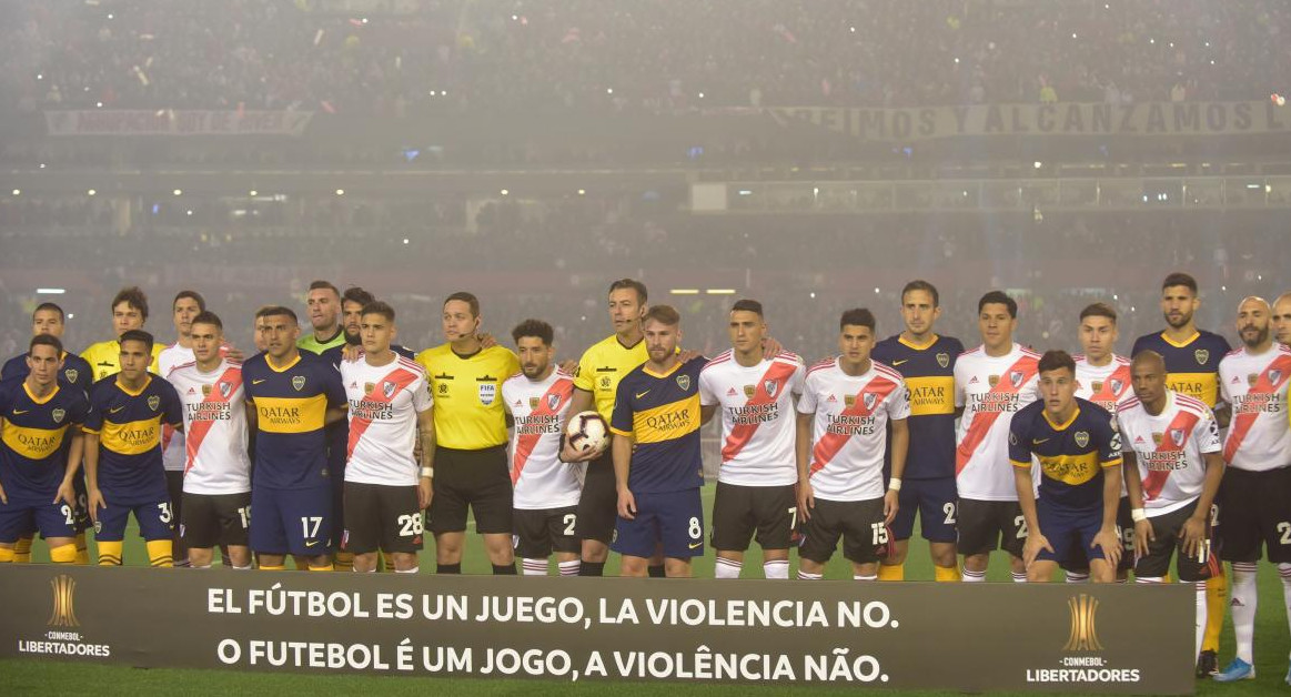 Jugadores de Boca y River juntos en un mensaje contra la violencia, REUTERS