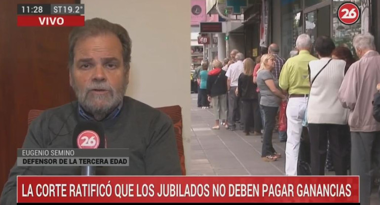 Eugenio Semino sobre fallo de la Corte a jubilados, móvil con Canal 26