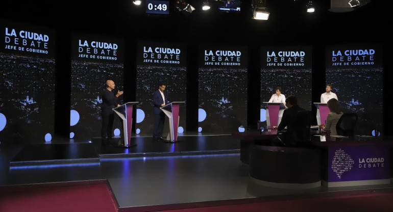 Matías Lammens, Horacio Rodríguez Larreta, Gabriel Solano y Matías Tombolini, Debate elecciones 2019, NA	
