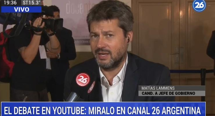 Matias Lammens, debate presidencial, Canal 26