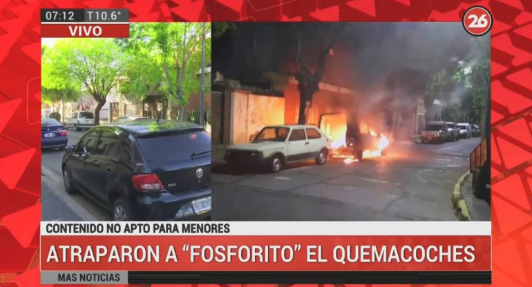 Quemacoches que atacaba autos y filmaba los incendios en Villa Devoto
