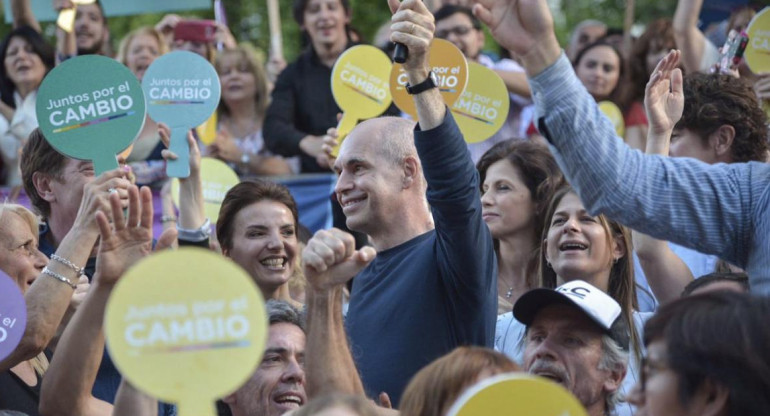 Cierre de campaña Juntos por el Cambio, Horacio Rodríguez Larreta, Belgrano, NA