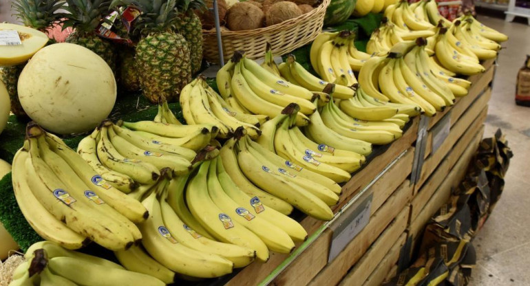 Bananas, frutas, comercio, supermercado