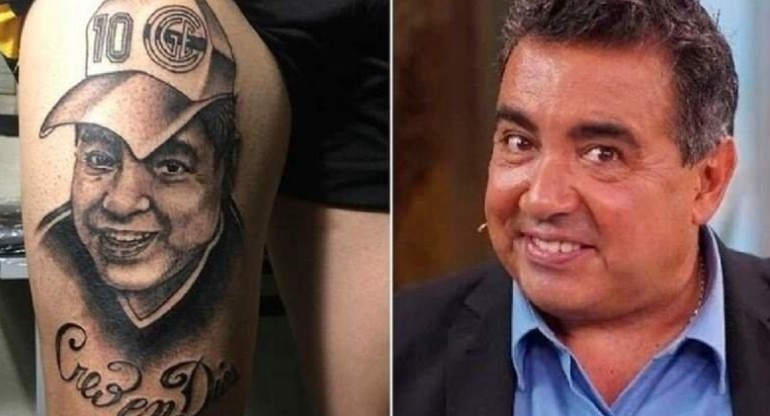Un hincha de Gimnasia quiso tatuarse el rostro de Maradona pero le quedó  "Diego" ....... Pérez 