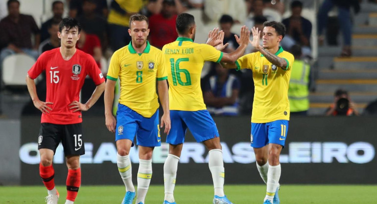 Partido amistoso: Festejo de Brasil ante Corea del Sur, REUTERS