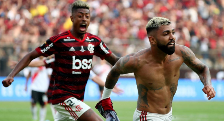Festejo de Gabigol en la final de la Copa Libertadores ante River, REUTERS
